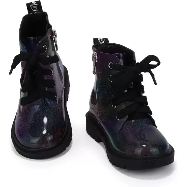 imagePANDANINJIA Christina Boys Girls Short Ankle Boots Fashion Dress Booties Waterproof Combat Shoes with Zipper for Toddler Little KidBlack Bright