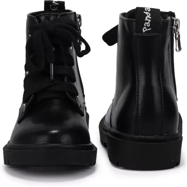 imagePANDANINJIA Christina Boys Girls Short Ankle Boots Fashion Dress Booties Waterproof Combat Shoes with Zipper for Toddler Little KidBlack Pu