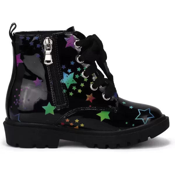 imagePANDANINJIA Christina Boys Girls Short Ankle Boots Fashion Dress Booties Waterproof Combat Shoes with Zipper for Toddler Little KidBlack Star