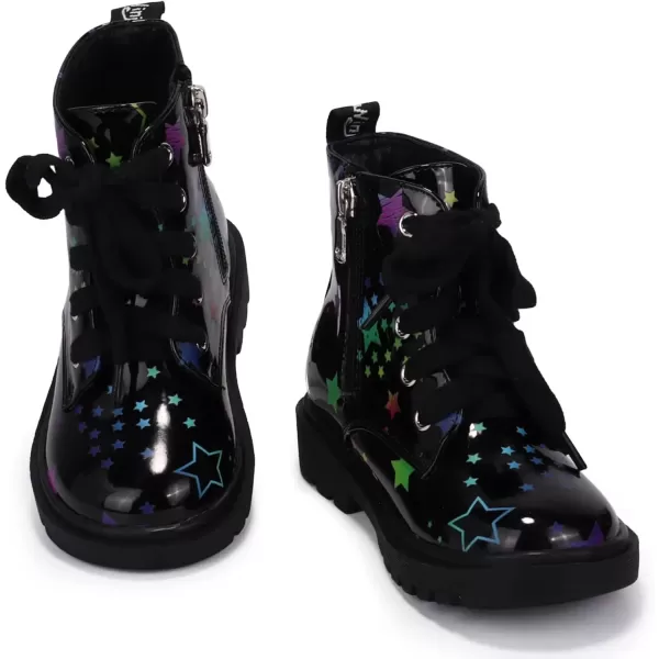 imagePANDANINJIA Christina Boys Girls Short Ankle Boots Fashion Dress Booties Waterproof Combat Shoes with Zipper for Toddler Little KidBlack Star