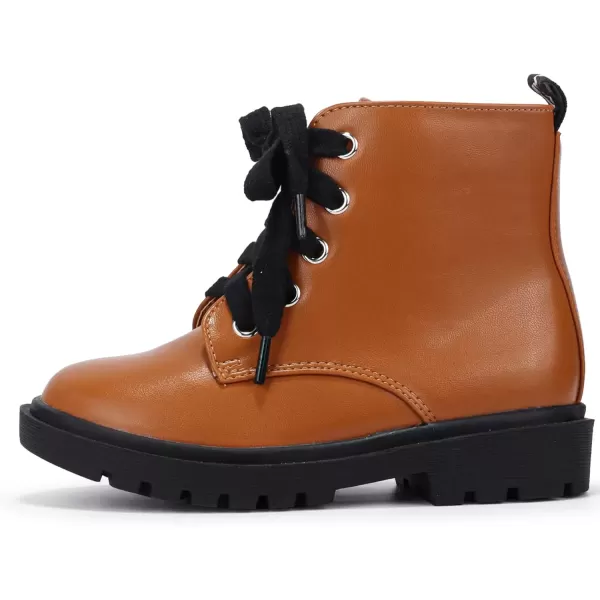 imagePANDANINJIA Christina Boys Girls Short Ankle Boots Fashion Dress Booties Waterproof Combat Shoes with Zipper for Toddler Little KidBrown Pu