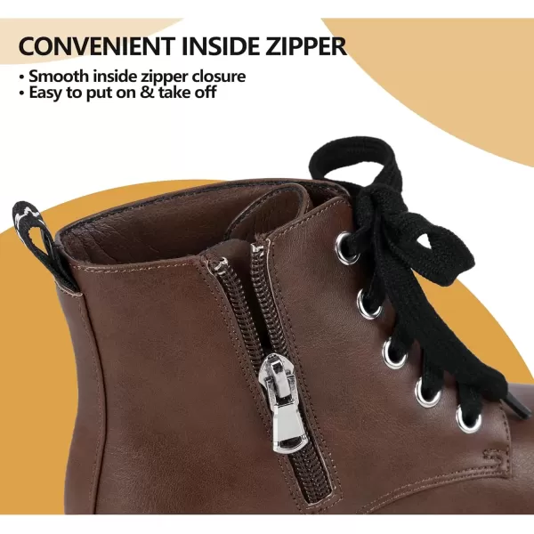 imagePANDANINJIA Christina Boys Girls Short Ankle Boots Fashion Dress Booties Waterproof Combat Shoes with Zipper for Toddler Little KidBrown Pu New