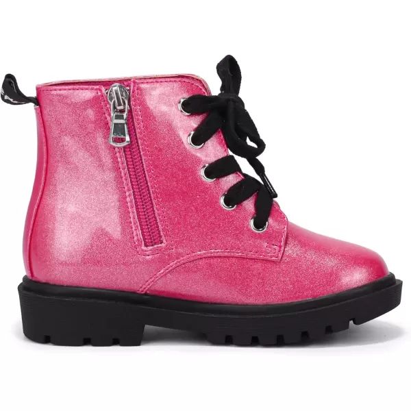 imagePANDANINJIA Christina Boys Girls Short Ankle Boots Fashion Dress Booties Waterproof Combat Shoes with Zipper for Toddler Little KidHot Pink