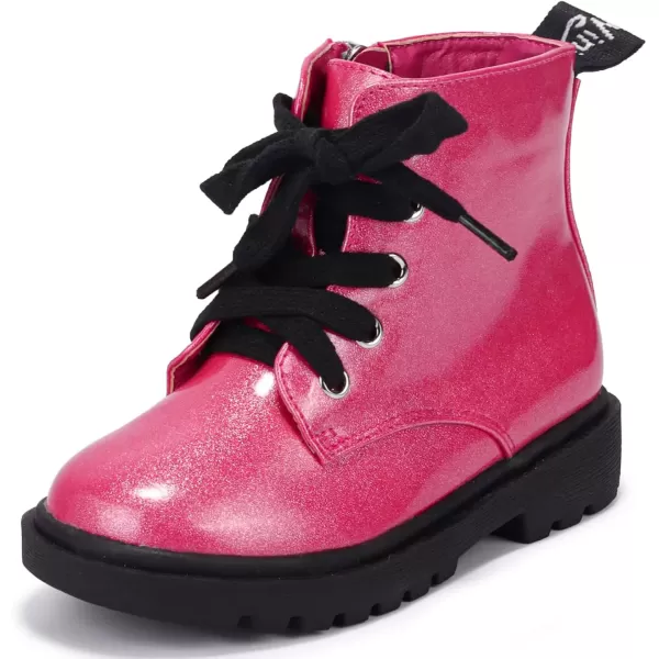 imagePANDANINJIA Christina Boys Girls Short Ankle Boots Fashion Dress Booties Waterproof Combat Shoes with Zipper for Toddler Little KidHot Pink