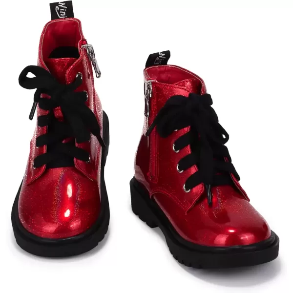 imagePANDANINJIA Christina Boys Girls Short Ankle Boots Fashion Dress Booties Waterproof Combat Shoes with Zipper for Toddler Little KidRed Bright