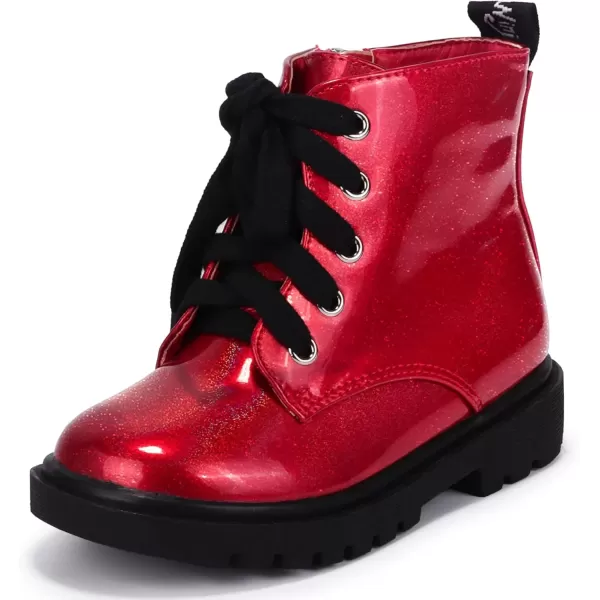 imagePANDANINJIA Christina Boys Girls Short Ankle Boots Fashion Dress Booties Waterproof Combat Shoes with Zipper for Toddler Little KidRed Bright