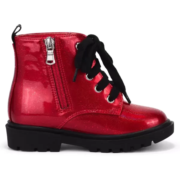imagePANDANINJIA Christina Boys Girls Short Ankle Boots Fashion Dress Booties Waterproof Combat Shoes with Zipper for Toddler Little KidRed Bright