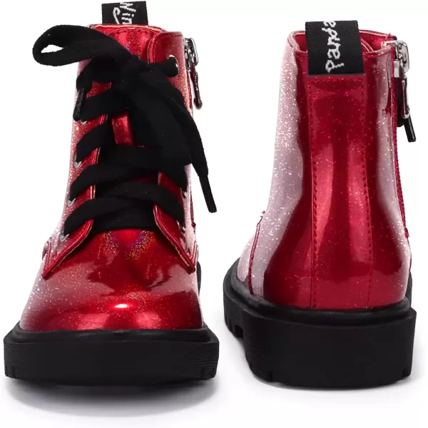 imagePANDANINJIA Christina Boys Girls Short Ankle Boots Fashion Dress Booties Waterproof Combat Shoes with Zipper for Toddler Little KidRed Bright