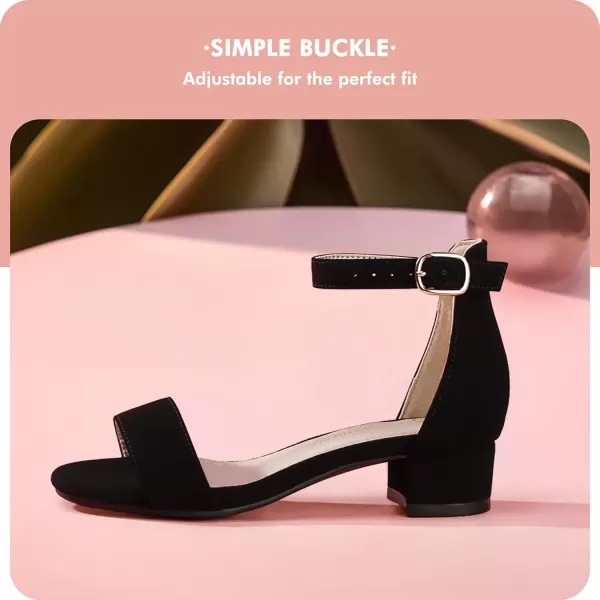 imagePANDANINJIA Girls Dress Shoes Toddler Kids Heels Sandals Ankle Strap Wedding Party Phoebe Flower Girl ShoesBlack Nubuck