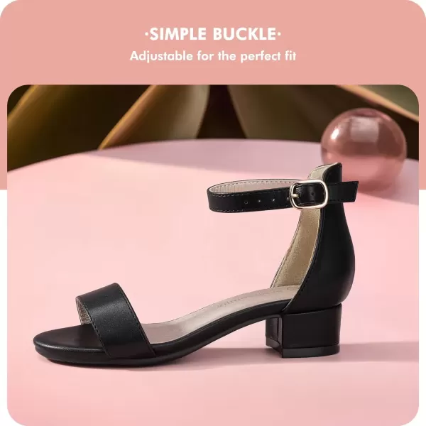 imagePANDANINJIA Girls Dress Shoes Toddler Kids Heels Sandals Ankle Strap Wedding Party Phoebe Flower Girl ShoesBlack Pu