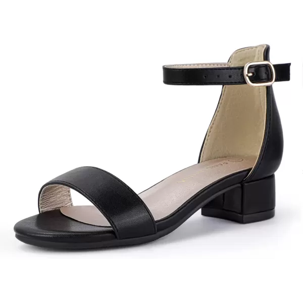 imagePANDANINJIA Girls Dress Shoes Toddler Kids Heels Sandals Ankle Strap Wedding Party Phoebe Flower Girl ShoesBlack Pu