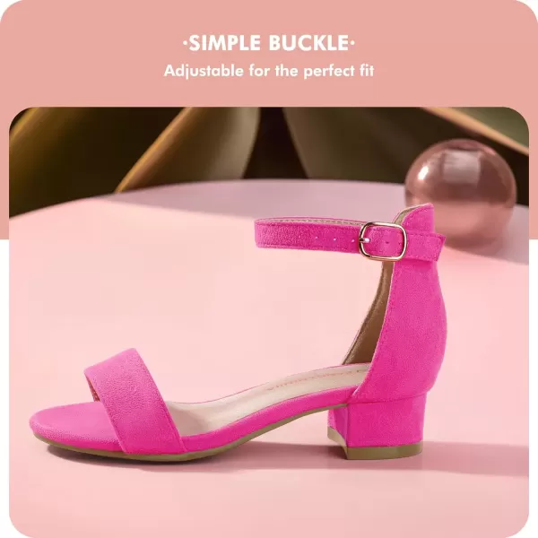 imagePANDANINJIA Girls Dress Shoes Toddler Kids Heels Sandals Ankle Strap Wedding Party Phoebe Flower Girl ShoesHot Pink Suede