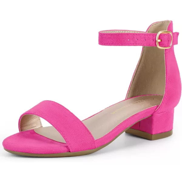 imagePANDANINJIA Girls Dress Shoes Toddler Kids Heels Sandals Ankle Strap Wedding Party Phoebe Flower Girl ShoesHot Pink Suede