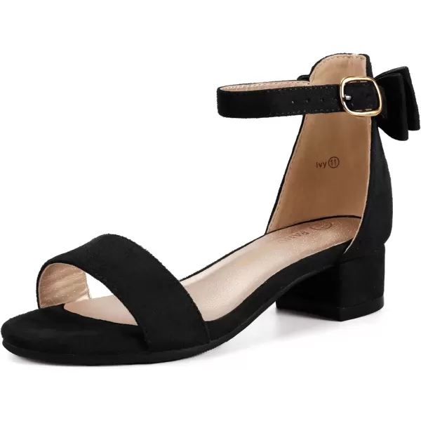 imagePANDANINJIA Girls Dress Shoes Toddler Kids Heels Sandals Ankle Strap Wedding Party Phoebe Flower Girl ShoesIv Black Suede