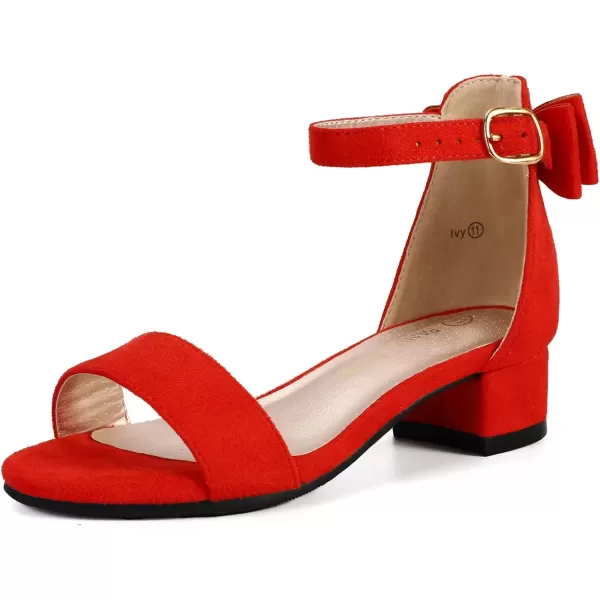 imagePANDANINJIA Girls Dress Shoes Toddler Kids Heels Sandals Ankle Strap Wedding Party Phoebe Flower Girl ShoesIv Red Suede