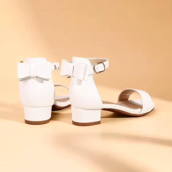 imagePANDANINJIA Girls Dress Shoes Toddler Kids Heels Sandals Ankle Strap Wedding Party Phoebe Flower Girl ShoesIv White Pu