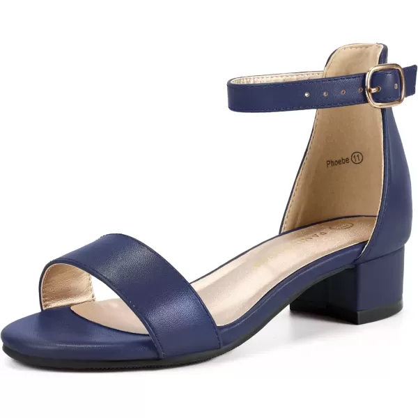 imagePANDANINJIA Girls Dress Shoes Toddler Kids Heels Sandals Ankle Strap Wedding Party Phoebe Flower Girl ShoesNavy Pu