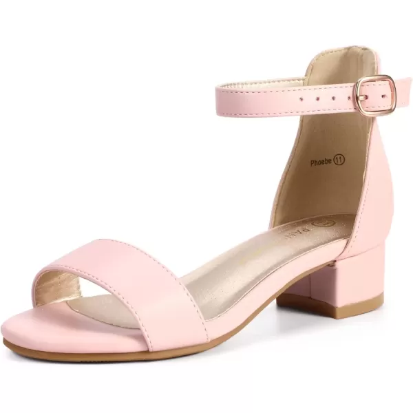 imagePANDANINJIA Girls Dress Shoes Toddler Kids Heels Sandals Ankle Strap Wedding Party Phoebe Flower Girl ShoesPink Pu