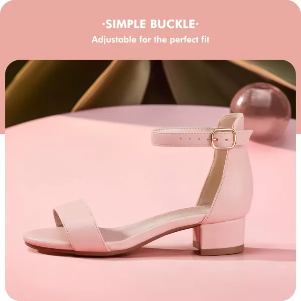 imagePANDANINJIA Girls Dress Shoes Toddler Kids Heels Sandals Ankle Strap Wedding Party Phoebe Flower Girl ShoesPink Pu