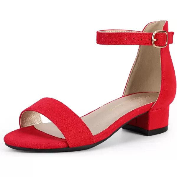 imagePANDANINJIA Girls Dress Shoes Toddler Kids Heels Sandals Ankle Strap Wedding Party Phoebe Flower Girl ShoesRed Suede