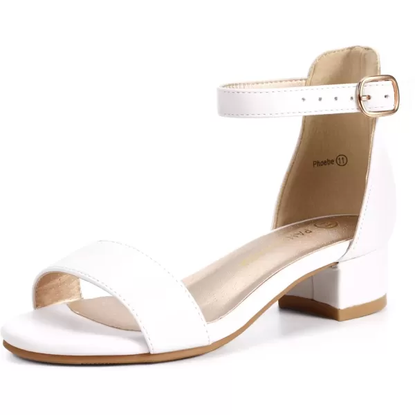 imagePANDANINJIA Girls Dress Shoes Toddler Kids Heels Sandals Ankle Strap Wedding Party Phoebe Flower Girl ShoesWhite Pu