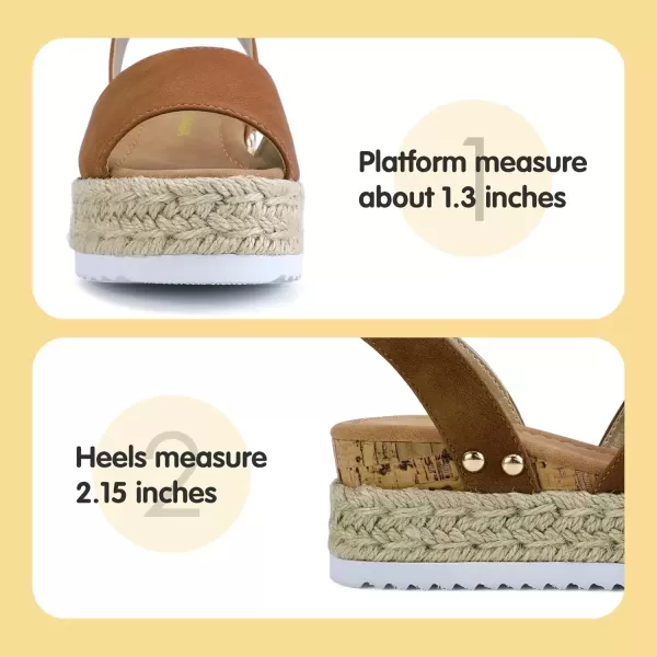 imagePANDANINJIA Girls Sandals Flatform Wedge Open Toe Summer Shoes Little Big Kid Flower Girl Heels Dress ShoesBrown Nubuck