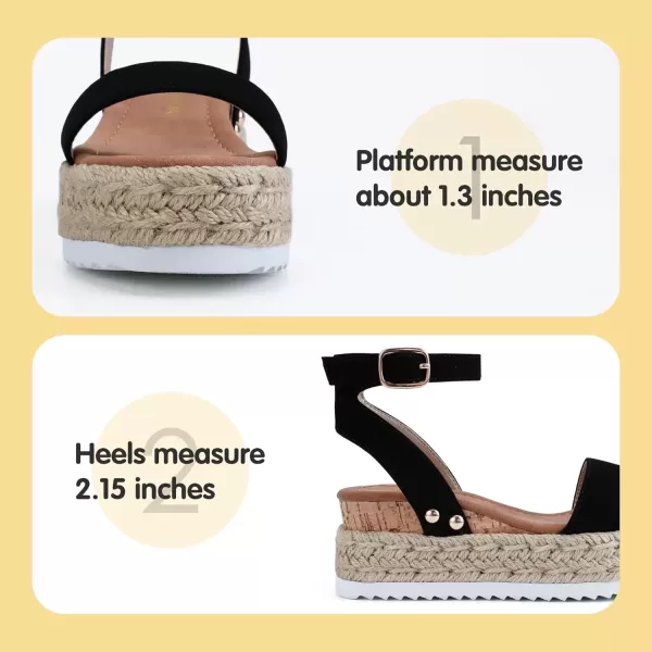 imagePANDANINJIA Girls Sandals Flatform Wedge Open Toe Summer Shoes Little Big Kid Flower Girl Heels Dress ShoesK Black Nubuck