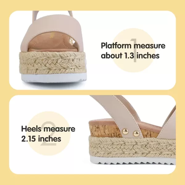 imagePANDANINJIA Girls Sandals Flatform Wedge Open Toe Summer Shoes Little Big Kid Flower Girl Heels Dress ShoesNude Nubuck