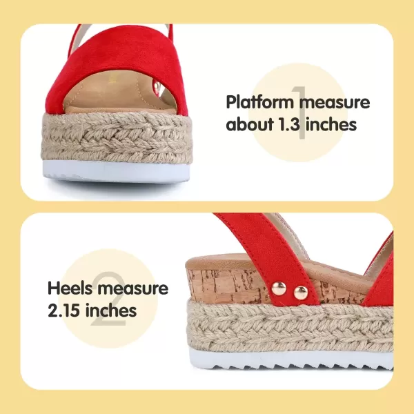 imagePANDANINJIA Girls Sandals Flatform Wedge Open Toe Summer Shoes Little Big Kid Flower Girl Heels Dress ShoesRed Suede