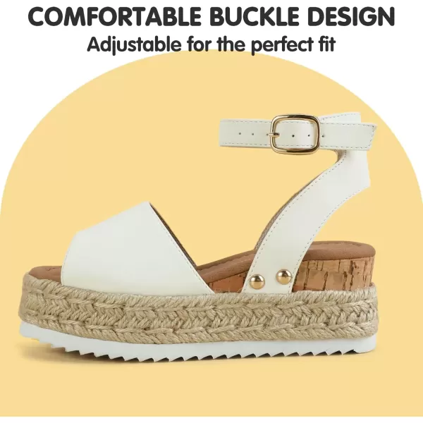imagePANDANINJIA Girls Sandals Flatform Wedge Open Toe Summer Shoes Little Big Kid Flower Girl Heels Dress ShoesWhite Nubuck