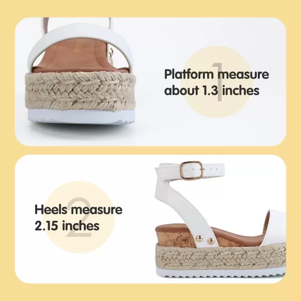 imagePANDANINJIA Girls Sandals Flatform Wedge Open Toe Summer Shoes Little Big Kid Flower Girl Heels Dress ShoesWhite Pu