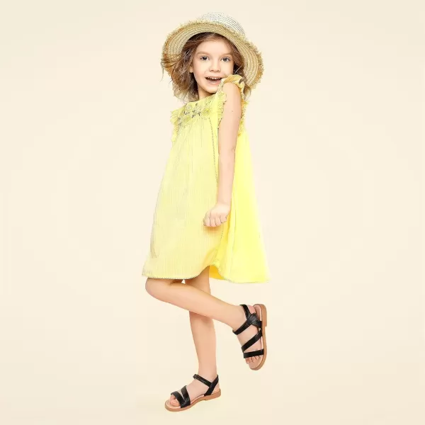 imagePANDANINJIA Girls Sandals Monica Summer Open Toe Flats Shoes Dress Sandals for Toddler Little Kid Big KidR Black Pu