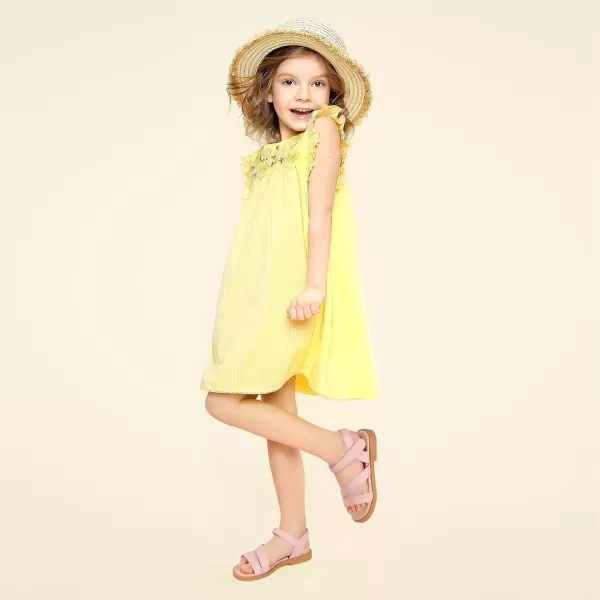imagePANDANINJIA Girls Sandals Monica Summer Open Toe Flats Shoes Dress Sandals for Toddler Little Kid Big KidR Pink Pu