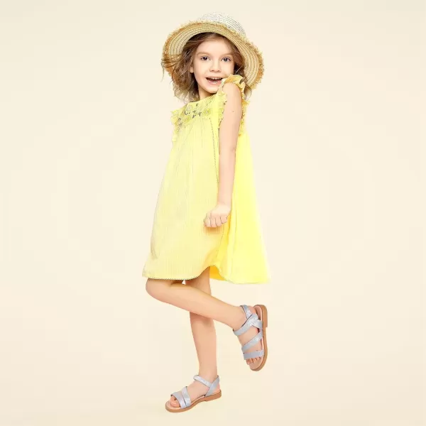 imagePANDANINJIA Girls Sandals Monica Summer Open Toe Flats Shoes Dress Sandals for Toddler Little Kid Big KidR Silver Glitter