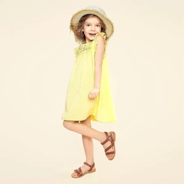 imagePANDANINJIA Girls Sandals Monica Summer Open Toe Flats Shoes Dress Sandals for Toddler Little Kid Big KidR Tan Pu