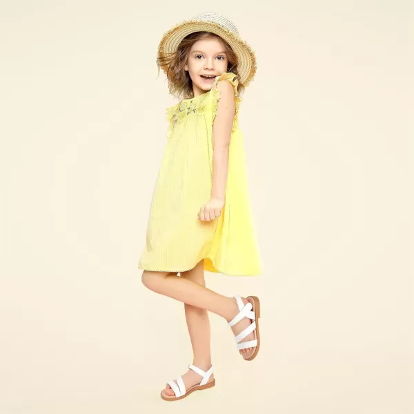 imagePANDANINJIA Girls Sandals Monica Summer Open Toe Flats Shoes Dress Sandals for Toddler Little Kid Big KidR White Pu