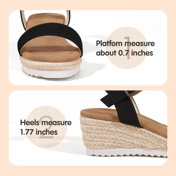 imagePANDANINJIA Girls Sandals Wedge Platform Espadrille Little Big Kid Girls Heels Open Toe Summer Dress ShoesBlacknubuck
