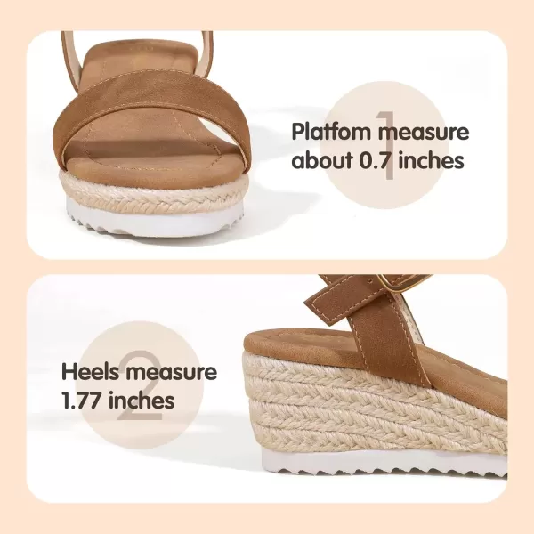 imagePANDANINJIA Girls Sandals Wedge Platform Espadrille Little Big Kid Girls Heels Open Toe Summer Dress ShoesBrownnubuck