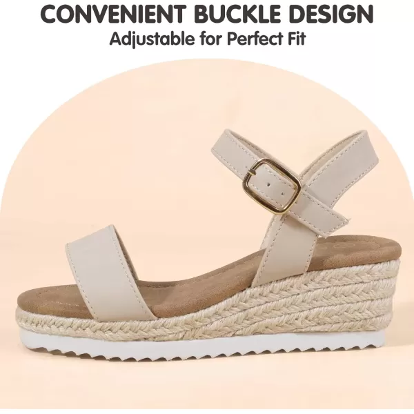 imagePANDANINJIA Girls Sandals Wedge Platform Espadrille Little Big Kid Girls Heels Open Toe Summer Dress ShoesNudenubuck