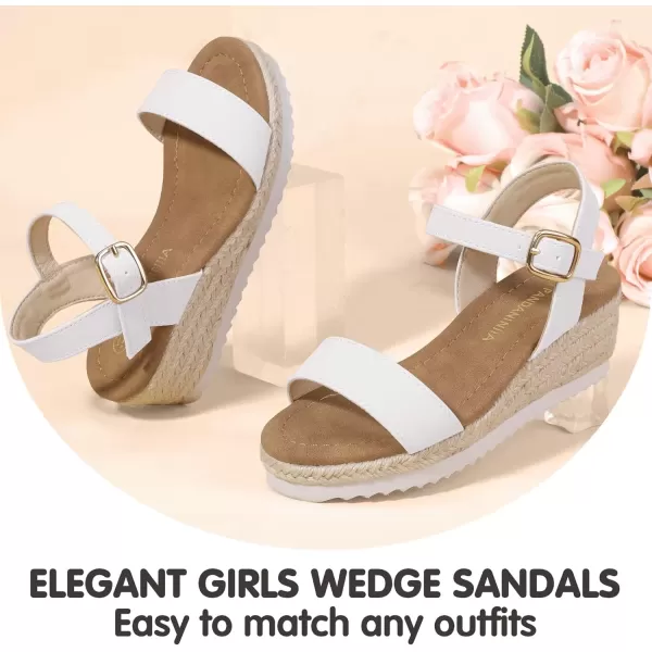 imagePANDANINJIA Girls Sandals Wedge Platform Espadrille Little Big Kid Girls Heels Open Toe Summer Dress ShoesWhitepu