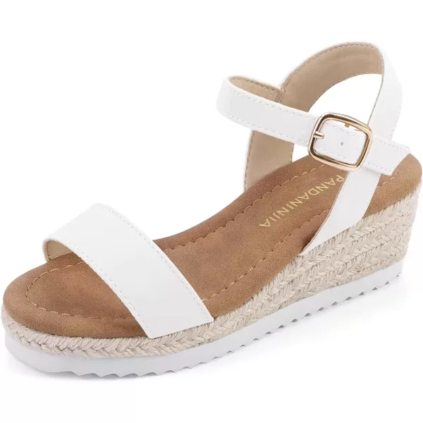 imagePANDANINJIA Girls Sandals Wedge Platform Espadrille Little Big Kid Girls Heels Open Toe Summer Dress ShoesWhitepu