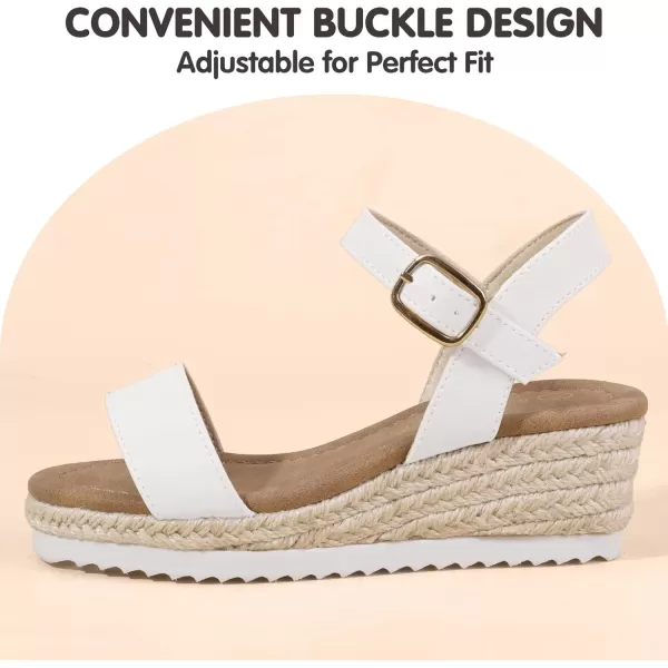 imagePANDANINJIA Girls Sandals Wedge Platform Espadrille Little Big Kid Girls Heels Open Toe Summer Dress ShoesWhitepu