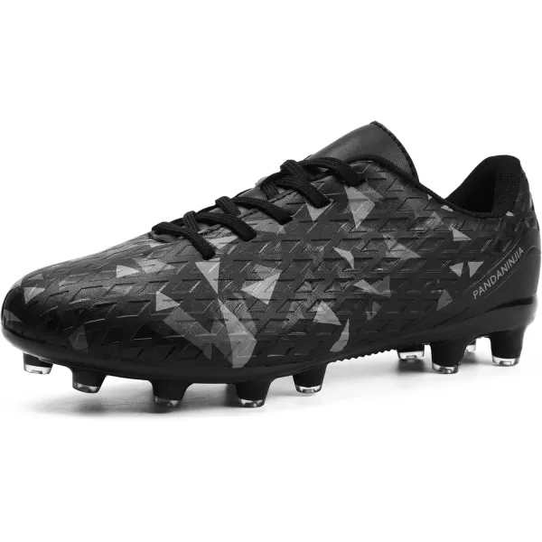 imagePANDANINJIA Kids Soccer Cleats Girls Boys FGAG UnisexChild Athletic Outdoor Football ShoesBlack