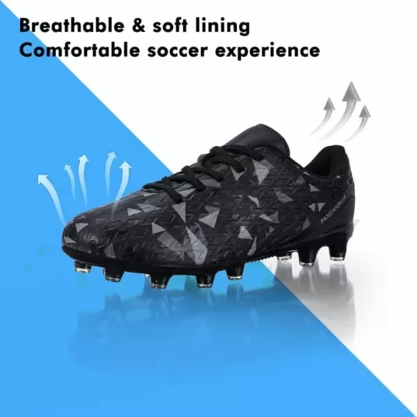 imagePANDANINJIA Kids Soccer Cleats Girls Boys FGAG UnisexChild Athletic Outdoor Football ShoesBlack