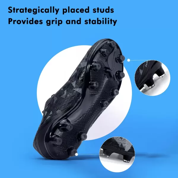 imagePANDANINJIA Kids Soccer Cleats Girls Boys FGAG UnisexChild Athletic Outdoor Football ShoesBlack
