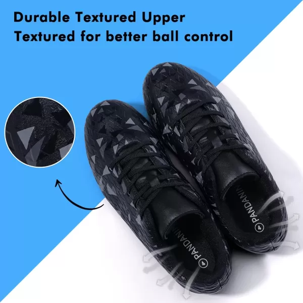 imagePANDANINJIA Kids Soccer Cleats Girls Boys FGAG UnisexChild Athletic Outdoor Football ShoesBlack