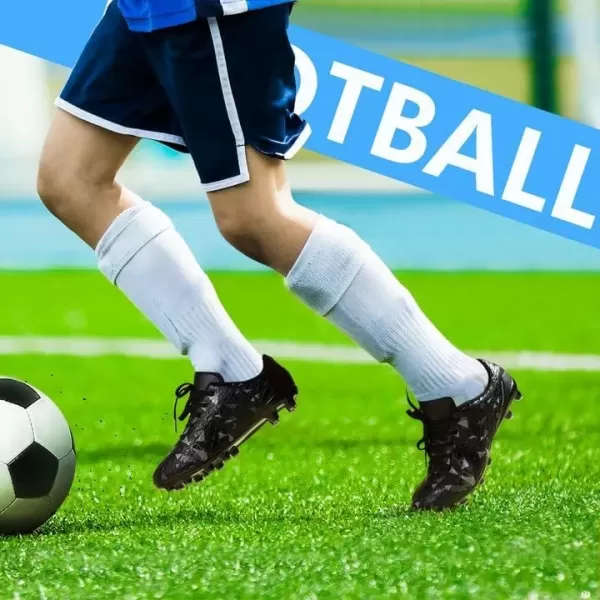 imagePANDANINJIA Kids Soccer Cleats Girls Boys FGAG UnisexChild Athletic Outdoor Football ShoesBlack