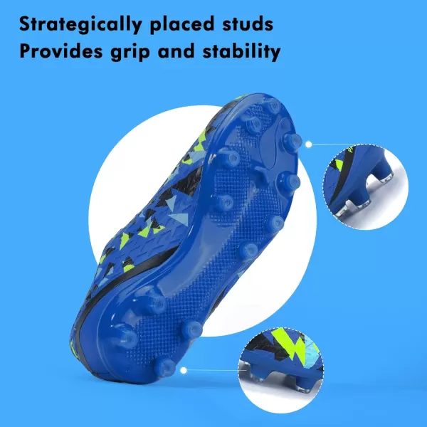 imagePANDANINJIA Kids Soccer Cleats Girls Boys FGAG UnisexChild Athletic Outdoor Football ShoesBlue