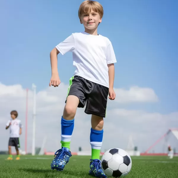 imagePANDANINJIA Kids Soccer Cleats Girls Boys FGAG UnisexChild Athletic Outdoor Football ShoesBlue