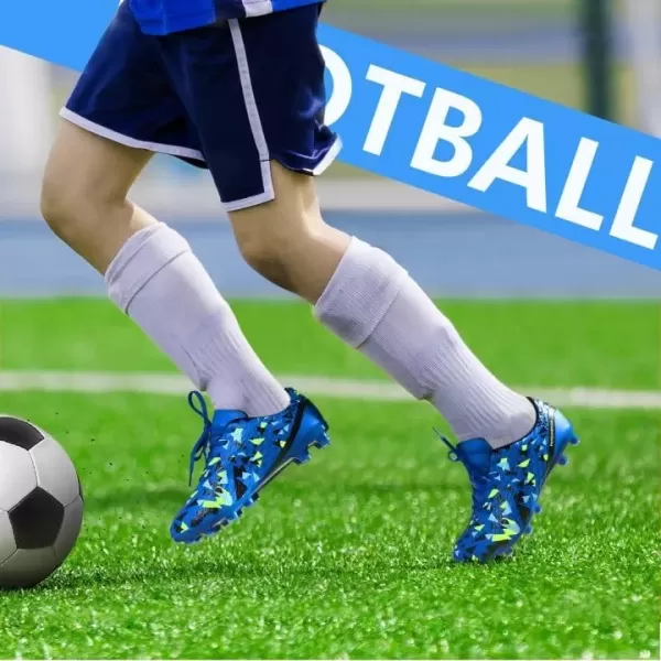 imagePANDANINJIA Kids Soccer Cleats Girls Boys FGAG UnisexChild Athletic Outdoor Football ShoesBlue